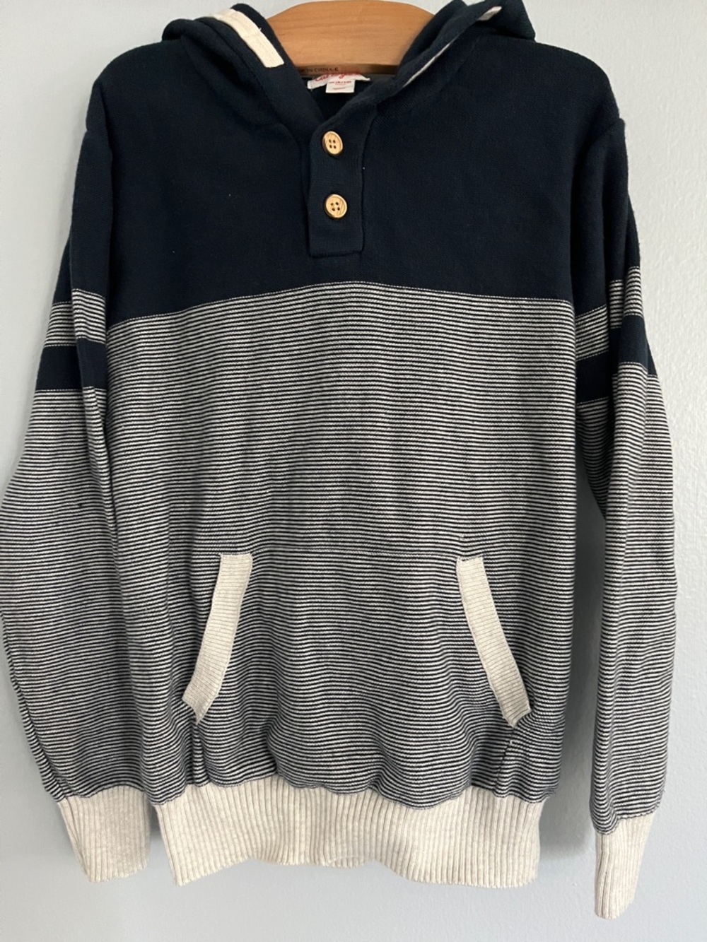 Navy Cotton Knit Hoodie